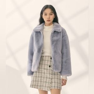 MIXXO Zip-up Eco Fur Jacket (Blue)